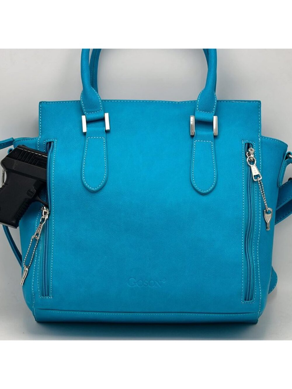 Conceal Carry Tote Bag - Large & Fashionable Purses for Women with Multiple Pock - Picture 6 of 9